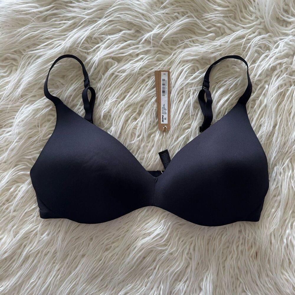 Skims Wireless Form Push Up Plunge Bra Onyx Size 36D